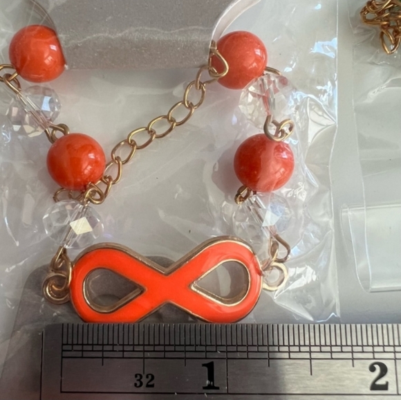 TODAY$15 Infinity sign colorful *Dk GREEN bead & chain bracelet adjustable NEW - Picture 10 of 12